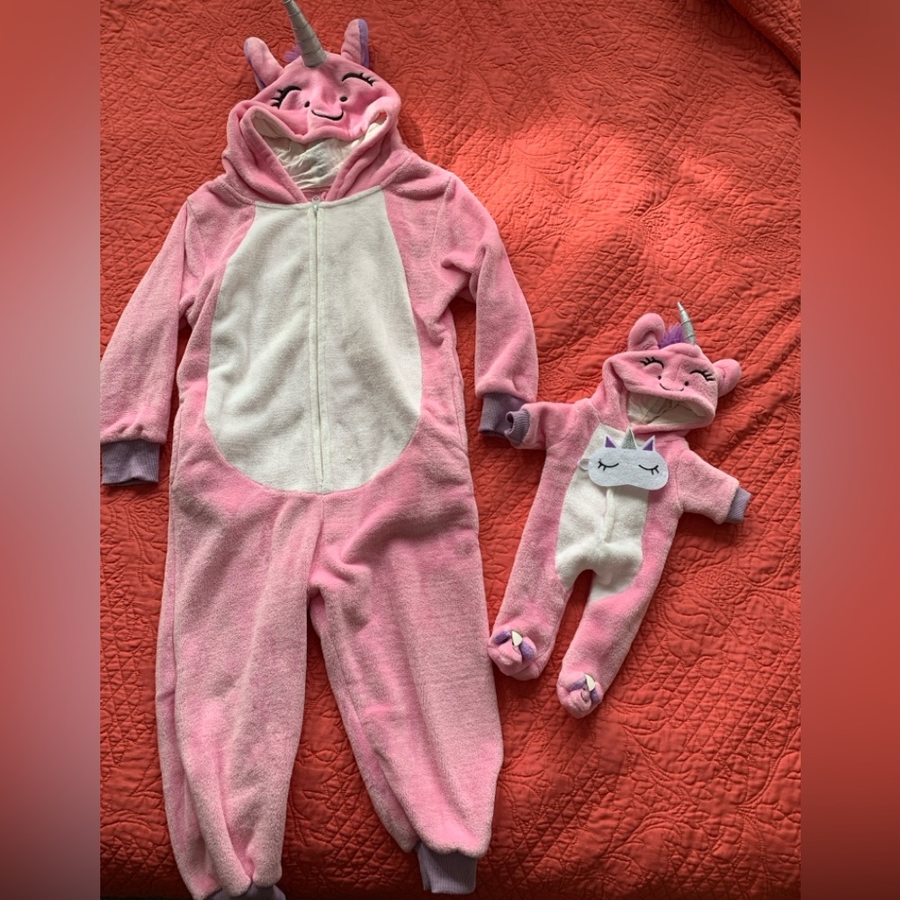 Toddler unicorn and doll cozy set